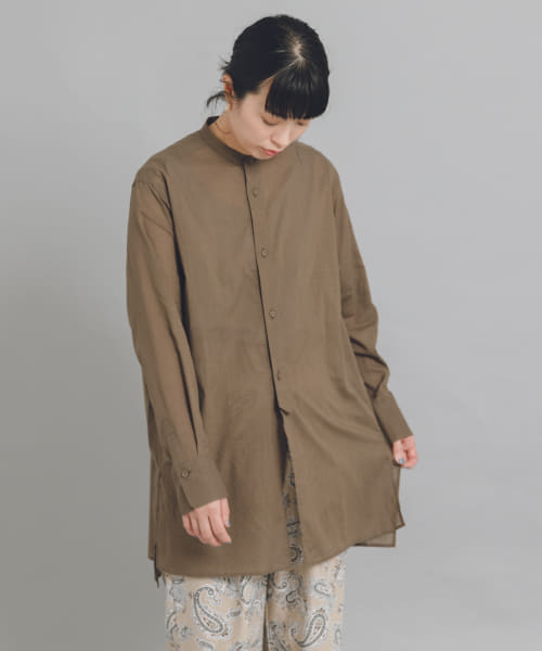 White Label　コットンスラブローンロングシャツ
