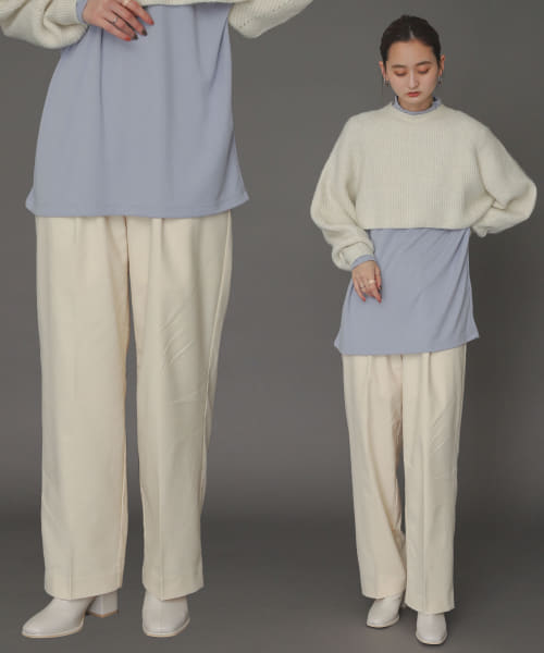ハイウエストタックストレートパンツ