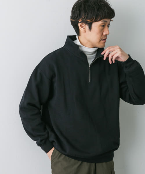 コットン裏起毛ハーフジップスウェット