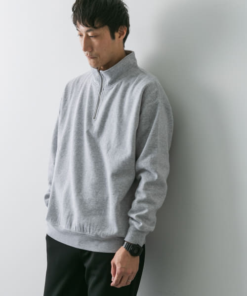 コットン裏起毛ハーフジップスウェット