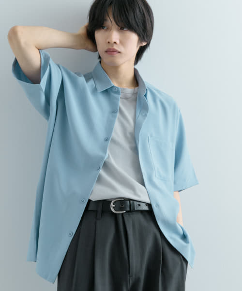 『ユニセックス』『UR TECH DRYLUXE』リネンライクシャツ(5分袖)