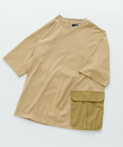 『XLサイズあり』サイドポケットキリカエ クルーネックTシャツ