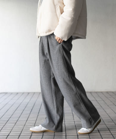 ジャージメルトンタックワイドパンツ
