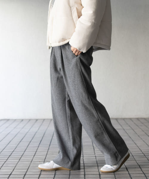 ジャージメルトンタックワイドパンツ