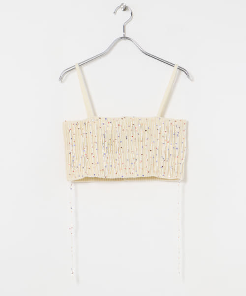 TAN　SPANGLE KNITTED BAND TOP