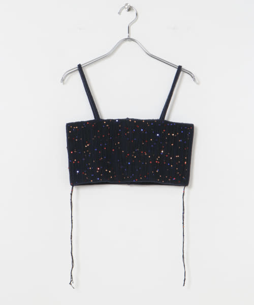 TAN　SPANGLE KNITTED BAND TOP
