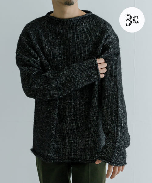 new basic DENIM LIKE ROLL NECK KNIT