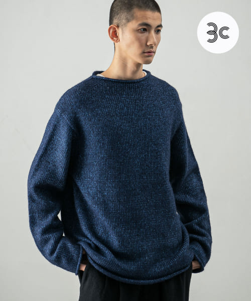 new basic DENIM LIKE ROLL NECK KNIT