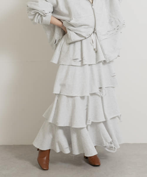 neith.tokyo　Sweat Tiered Skirt-Gray