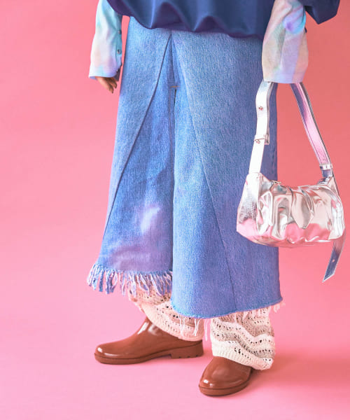 77circa　make long denim skirt