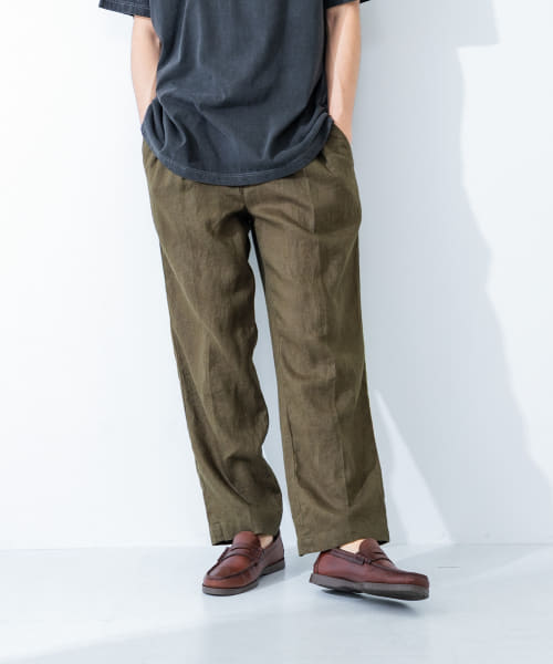 LINEN TUCK PANTS