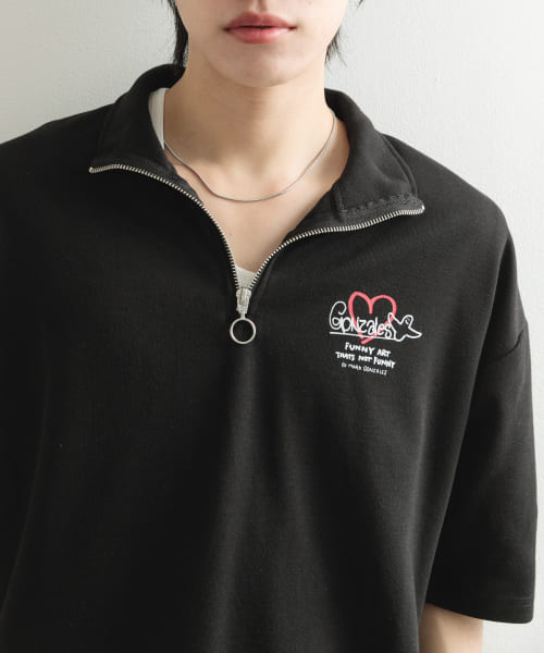 『WEB限定』Mark Gonzales　スタンドハーフZIPドローコードTシャツ