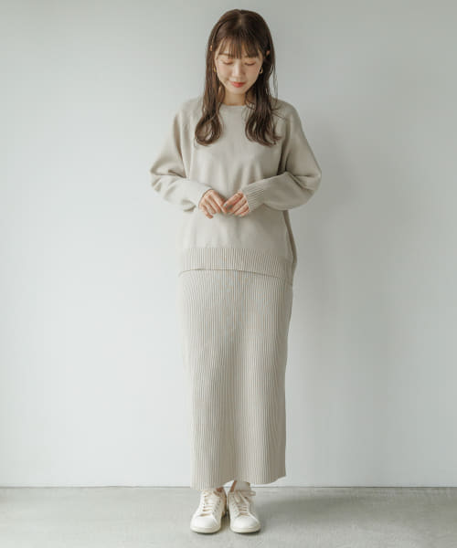 『WEB限定』スウェットライクニット×スカートセットアップ