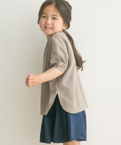 『親子リンク』スラブインレイ5分袖プルオーバー(KIDS)