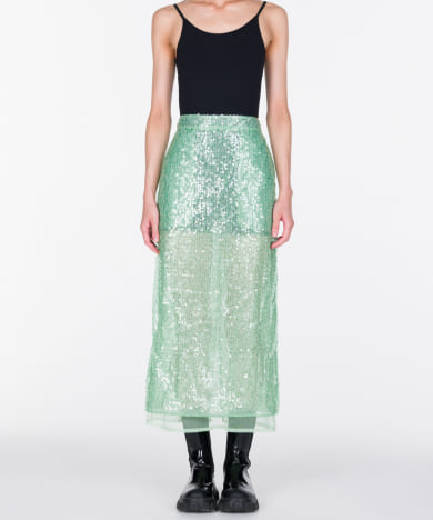 VIVIANO　Sequins Midi Skirt
