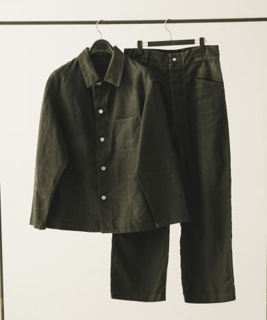 A PRESSE　Vintage Black Linen Trousers