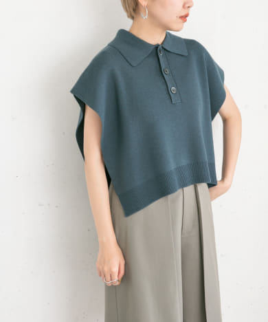 サイドオープンポロニット